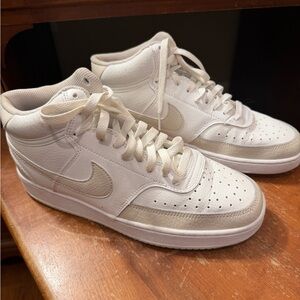 Nike Women’s White and Cream High-Top Sneakers